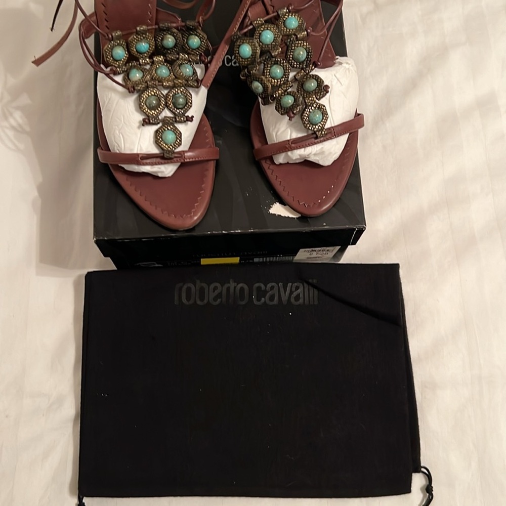 Roberto Cavalli Brown Heels Size 38 1/2 NWT - Picture 12 of 15